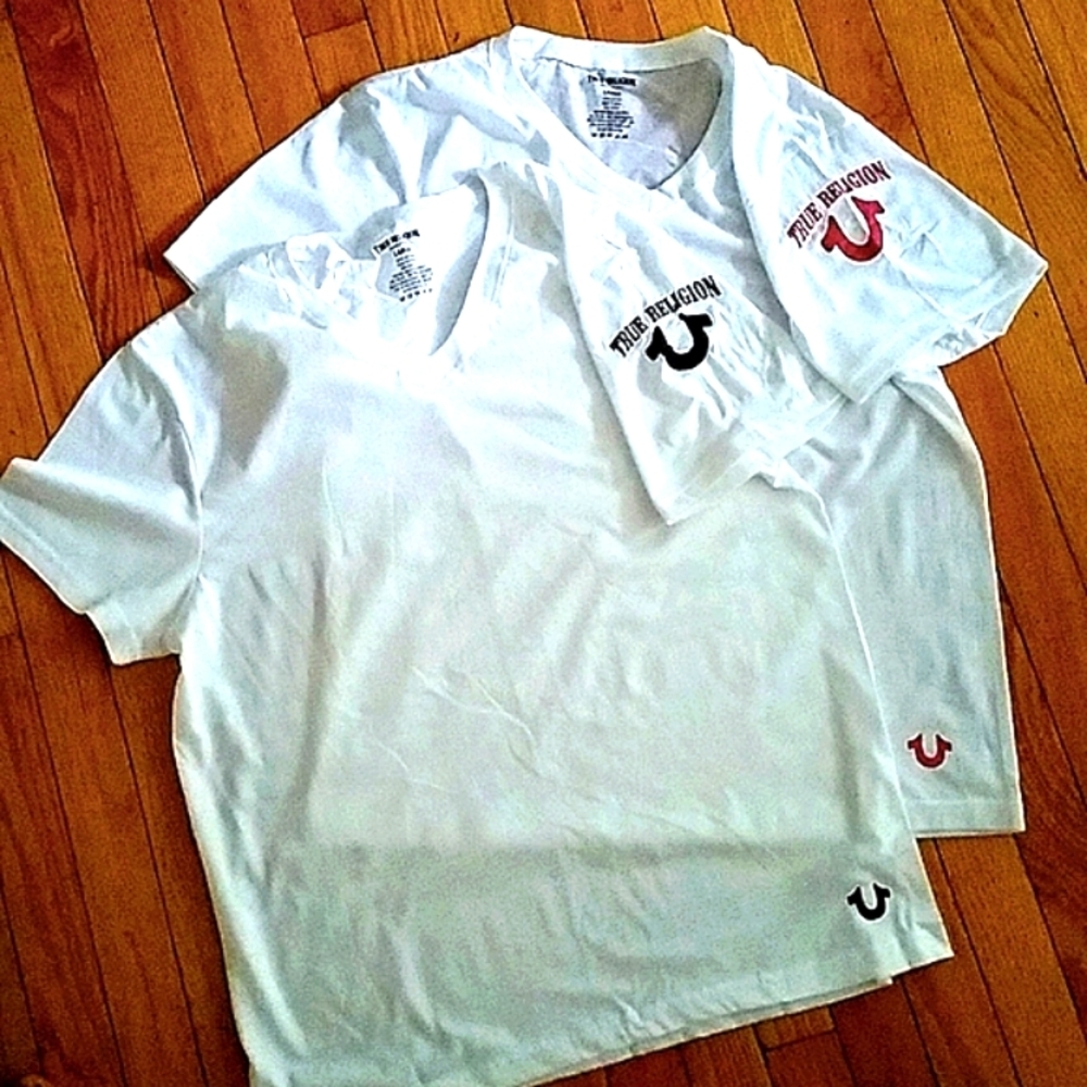 2 True Religion logo Tshirts V- NECK